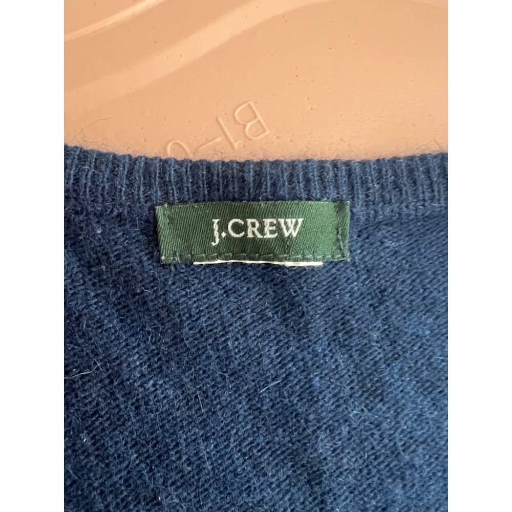 J. Crew Blue Embroidered & Beaded Cashmere Blend Button Front Cardigan • Preppy - Picture 10 of 14